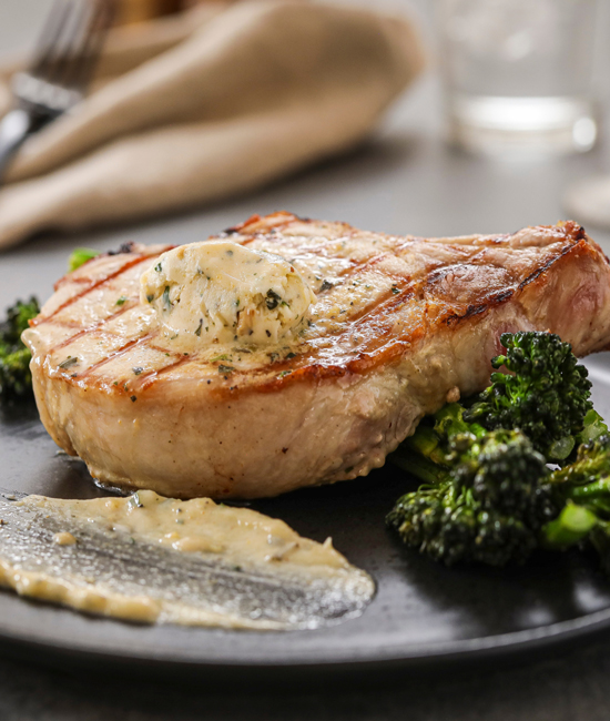 Pork Chops With Roasted Broccolini